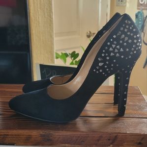 Black heels with silver Rhinestone detail